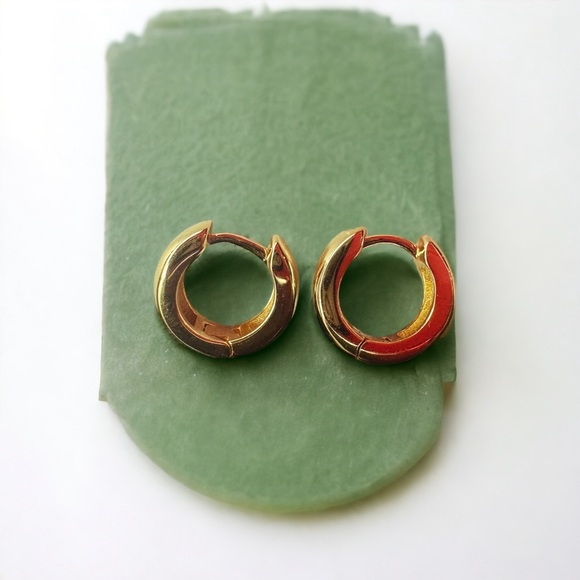 NEW Yellow Gold-Plated 925 Sterling Silver Chubby Wide 11.5mm Huggie Hoops - Picture 6 of 14